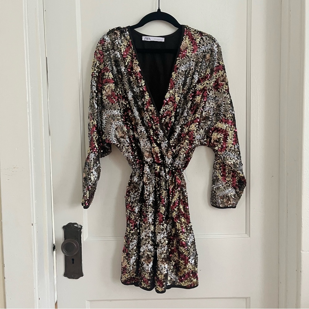 Zara Sequin Wrap Dress